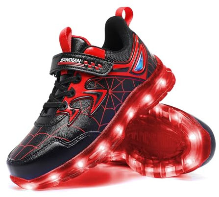 YUNICUS Kinder Spider Design Light-up Schuhe Atmungsaktive Soft Bottom Flash Sneakers