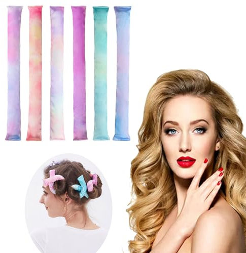 Bigodino Lungo per Boccoli 6 Pezzi, Morbida Bigodino Fascia Capelli per Dormire, Heatless Hair Curler, Arricciacapelli Senza Calore Flessibili Bigodini, Heatless Curlers per Capelli Corti Medi Lunghi