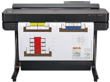 HP DesignJet T650 36 Zoll (91 cm 5HB10D), Großformatdrucker, Plotter, Standard A4-A0, 82 A1-Drucke/Stunde, Wi-Fi, Ethernet, USB, 2400x1200 DPI, Recyceltes Metall, 2 Jahre Garantie, Click, Schwarz