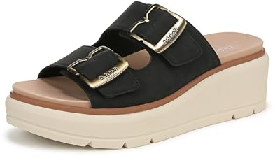 Dr. Scholl's Womens Nice Day Max OG Wedge Sandal Black Smooth 9.5 M