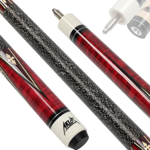 Aklot Pool Sticks, 58 Canadian Maple Professional Billiards Pool Cue, Pool Sticks for Adults, Pool Cue Stick for Home, Billiard Hall & Game, 21 oz Pool Stick,Red