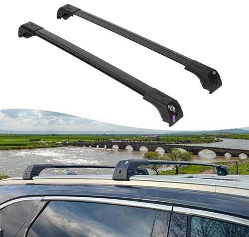 Car Roof Rack Cross Bars For Chery Tiggo 7 Suv 2020 Onwards Flush Rails | Axenture Lockable Aerodynamic Black Aluminium Roof Bars, Set of 2, 75 kg Dynamic, 150 kg Static, T-Slot for Luggage Carriers