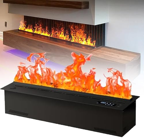 Hoiaost Insertos para Chimenea Eléctrica: Efecto De Llama De 9 Colores, Chimenea Atomizadora 3D, Humidificador Integrado, Aplicación Inteligente, Control Remoto, Táctil Y Adición Automática Agua,80cm
