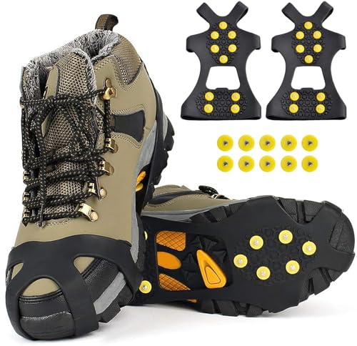 Crampon Antidérapent, Crampons de Neige, Anti-Slip Crampons, Lot de 10 Pics à Glace Amovibles pour Chaussures, Semelles ntidérapantes pour Marche en Montagne, Voyages, pêche et Conditions Hivernales