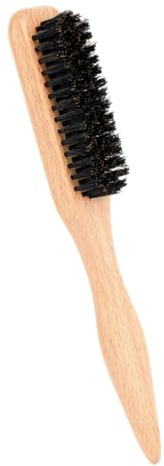 Boar Bristle Slick Back Hair Brush for Sleek Ponytails Buns Beard, Flyaways Control & Edge Taming Hairbrush Wooden Rat Tail Pointed Handle Comb for Sectioning and Teasing Hair Men Women