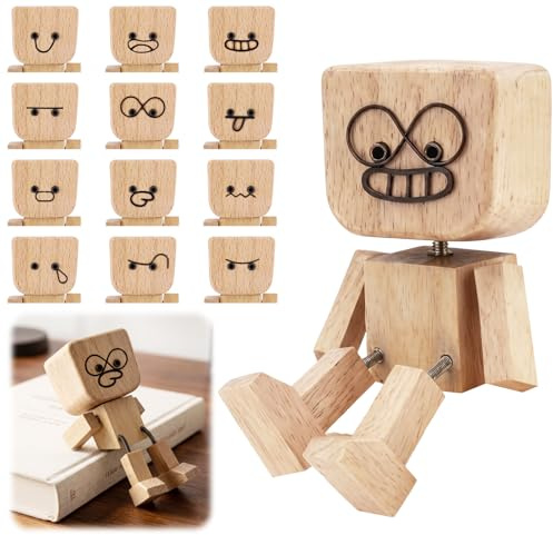Handgefertigte Wackelnde Holzfigur mit 12 Magnetischen AusdrückenDekoration