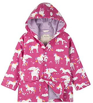 Hatley Girl's Printed Raincoat, Pink (Rainbow Unicorns), 6 Years