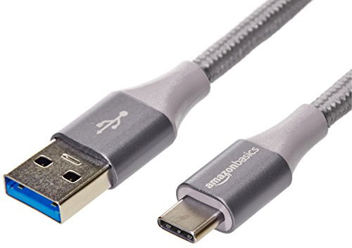 Amazon Basics USB 3.1 Gen 2, USB-C-auf-USB-A Ladekabel, doppelt geflochten, 0.9 m, Dunkelgrau