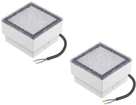 ledscom.de 2X LED Paving Stone Ground recessed Light CUS for Outdoors, IP67, Angular, 10 x 10cm, Warm White