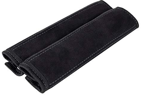 L&P Car Design GmbH A132 2 Stück Gurtschoner Gurtpolster aus weicher Microfaser Schulterpolster Schulterschoner Schoner Polster Gurt Schulter in Schwarz (2 Stück Schwarz mit Grauer Naht)