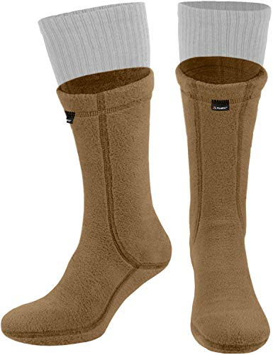 281Z Hiking Warm 8 inch Boot Liner Socks - Military Tactical Outdoor Sport - Polartec Fleece Winter Socks (Large, Coyote Brown)