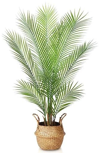 Kazeila Künstliche Pflanzen Groß Areca Palme 110cm Kunstpflanze Groß im Topf Kunstpalme Fake Pflanzen Plastik Pflanze Dekor(1Pack)