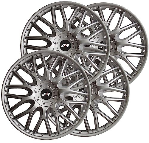 Simoni Racing ORD/15 - Set 4 Radkappen Universal Orden 15 Zoll Radkappen Radzierblenden Radkappen Radzierblenden Radzierblenden Radzierblenden Radkappen, grau