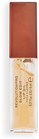 Revolution Pro, Glow Edit Shimmer Lip Oil, Non-Sticky & Hydrating Formula, Contains Vitamin E, Glossy Finish, Forever Orange, 8ml
