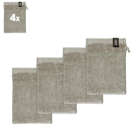 Schöner Wohnen Set di 4 guanti da bagno Sense, colore sabbia, dimensioni 16 x 21 cm