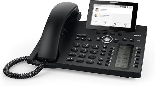 Snom D385N IP Telefon, SIP Tischtelefon, 4,3 TFT-Farbdisplay 480 x 272 Pixel, 12 SIP-Identitäten, Sensorhakenschalter,USB, 48 selbstbeschriftende Schlüssel (12 physische), Schwarz, 00004600