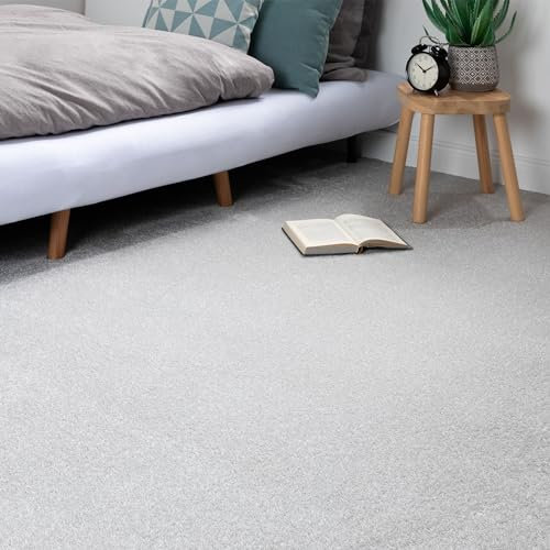 Steffensmeier Teppichboden Sardinien Meterware | Auslegware für Kinderzimmer Wohnzimmer Schlafzimmer | Silber, Größe: 300x1000 cm