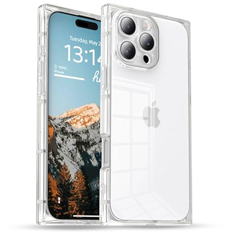 IAIYOXI Coque carrée compatible avec iPhone 15, 6,1, protection complète de l'appareil photo et coins renforcés en TPU, coque fine en silicone transparent antichoc pour femmes et filles - Transparent