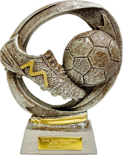 Trofeo Fútbol Pequeño Personalizado para Pichichi Máximo Goleador Bota y Balón de 16cm de altura