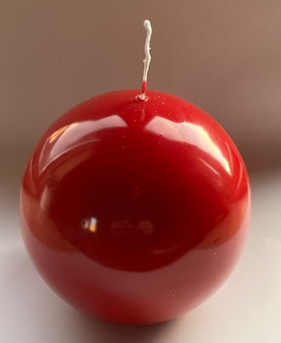 Løgum Kloster Lys - dänische Kugelkerze gelackt glänzend - 4er Set - ohne Duft - Ø 10cm - 40 Stunden Brenndauer (rot)