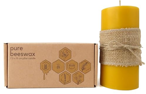 Treehouseco Candele in cera d'api naturale, candele a colonna a lunga combustione – Grande: 7,6 × 15,2 cm circa. Tempo di combustione lunga 100 ore: atossiche ed ecologiche – realizzate al 100% in