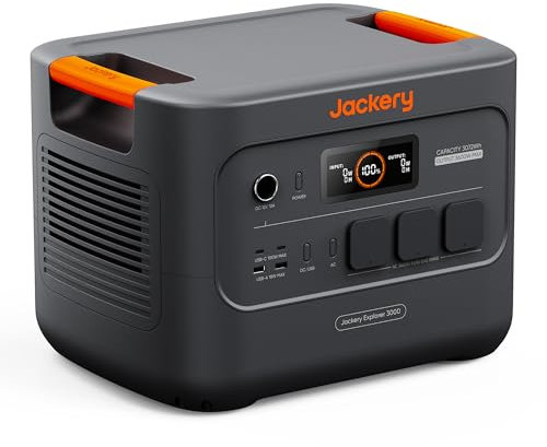 Jackery E3000 v2 Tragbare Powerstation, 3072Wh/3600W (Max 7200W) LiFePO4 Batterie, 1,8h Schnellladung, 2 USB-C PD 100W, Leichter & kompakter Solargenerator für Camping, Wohnmobil & Notstrom