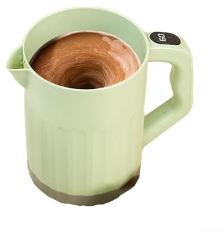 Tazza da caffè auto-mescolante, ricaricabile, magnetica, in acciaio inox, con display della temperatura interna per tè al latte (verde)