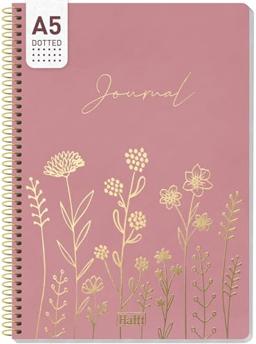paper&you® Anteckningsbok A5 prickat spiralbunden Fine Flowers rosé