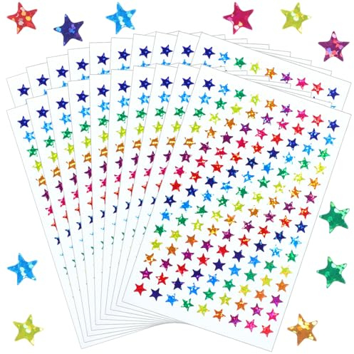 2 700 stycken 8 mm stjärnor klistermärken färgglada klistermärken stjärnor glitter stjärna klistermärken stjärna klistermärken självhäftande belöningsklistermärken stjärna för presentförpackning