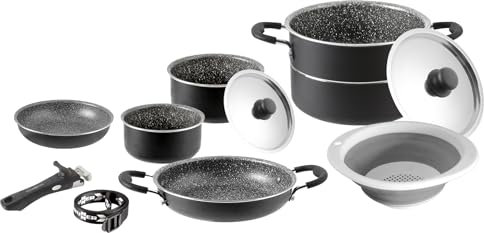 BRUNNER 0806095N Camping-Kochgeschirr aus Aluminium, Piraten-Set 9+1 ø 24 cm