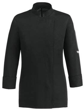EGOCHEF Chaqueta de cocinero para mujer, 100% microfibra, negra, con botones automáticos, manga larga y espalda transpirable en Air Plus Negro M