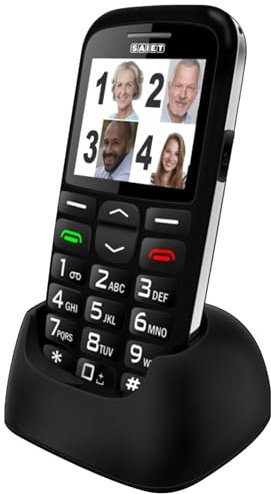 SAIET - Cellulare per Senior Facile da Usare MAGNUMDue - Telefono per Anziani Intuitivo con Tasti e Caratteri Grandi - Nero