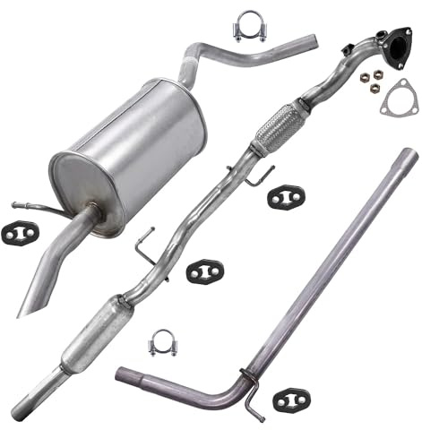ATEC Germany Auspuff Schalldämpfer Set 1x Vorschalldämpfer, 1x Mittelrohr, 1x Endschalldämpfer, mit Montagematerial, mit Montagematerial Kompatibel mit VW FOX Schrägheck (5Z1, 5Z3, 5Z4)