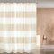 Lerores Duschvorhang 240x180cm Beige Streifen, Beschwerter Saum Antischimmel Textil, Wasserabweisend, Waschbar Polyester Badevorhänge mit Ösen und 12 Duschvorhangringe für Badezimmer, Badewanne