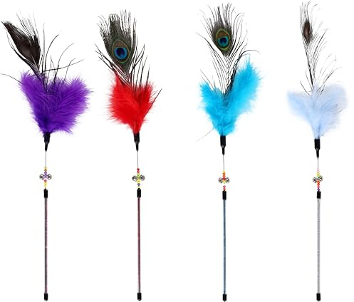 Flamingo Jouet pour Chat Canne à pêche Hannes avec Paillettes – Plumes – Clochette – Longueur 30 cm – Aucun Choix de Couleur Possible