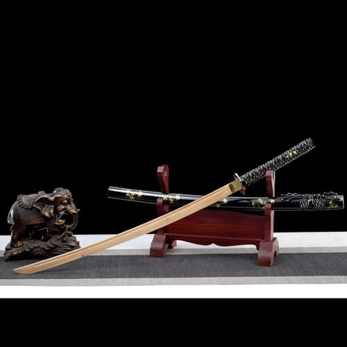 HJHUUA Katana di bambù Naturale da 103 cm,bokken Fatto a Mano,Spada Samurai in Legno per Regali,espositori,Cosplay,Oggetti di Scena,Allenamento Kendo