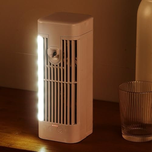 Entgoinggo Refroidisseur d'air portable, mini climatiseur d'été, climatiseur à 3 vitesses, ventilateur USB pour bureau, maison et bureau, blanc (2400 mAh)