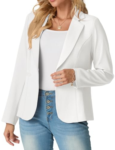 GRECERELLE Womens Blazer Suit Long Sleeve Ladies Jackets Casual Elegant Work Office Blazers Work,Wedding with Buttons Pockets for Women UK 8-20