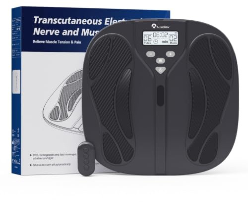 Auxoliev Electric Foot Massagers Circulation Booster for feet and Legs | Foot Massager for Pain & Circulation, 10 Modes 20 Intensities, Relieves Plantar Fasciitis, Arthritis & Neuropathy (Black)