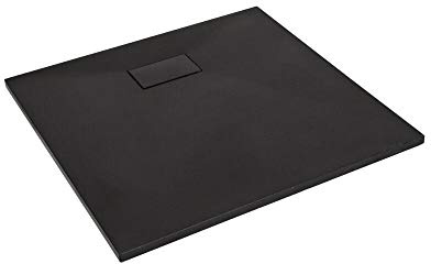 Milano Rasa Graphite Low Profile Square Textured Slate Effect Shower Tray - 800 x 800mm