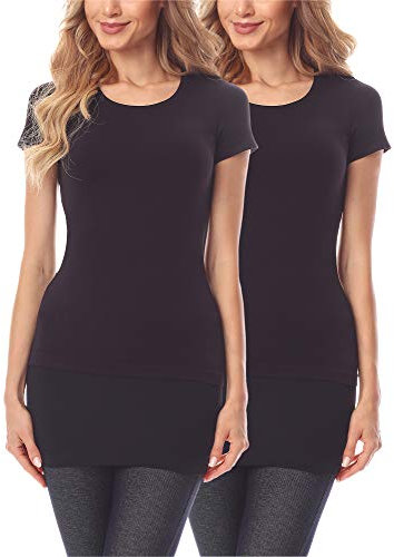 Merry Style Damen Verlängerungsgurt für Hemden T-Shirts Nierenwärmer Minirock MS10-202 2PACK (2Pack-Schwarz/Schwarz, 3XL)