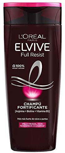 L'Oreal Paris Elvive Full Resist Champú Fortificante para Pelo Frágil con Tendencia a Caerse, Aloe vera, Negro, 400 ml