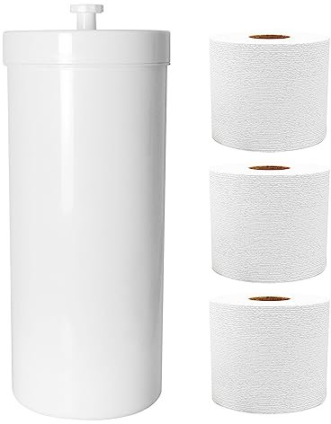 Youngever Plastic Toilet Paper Holder Stand, 3 Rolls Toilet Tissue Holder, Compact Toilet Tissue Rolls Organizer with Lid