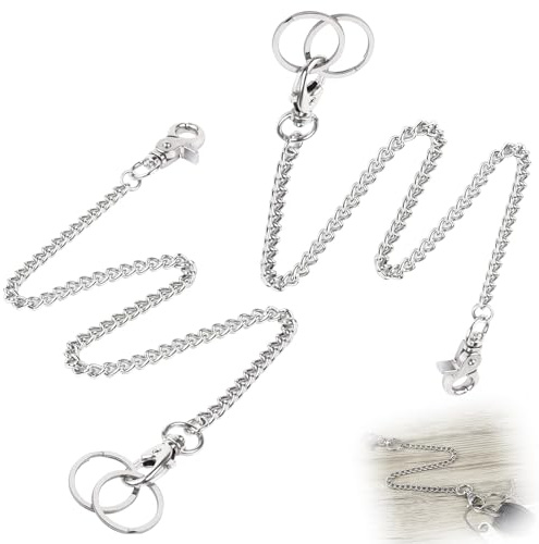 Feibety 2 Pcs Keychain Wallet for Men and Women, Long Heavy Duty Pocket Metal Jeans Chain With Lobster Clasp and 2 Keyfobs for Pants