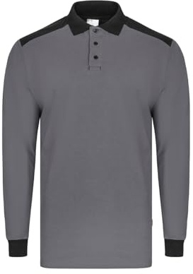 Velilla 105529S, Polo Stretch Bicolor Manga Larga, Color Gris y Negro, Talla XL