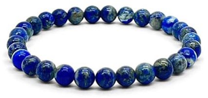 Pulsera LAPISLAZULI - Piedras naturales semipreciosas energeticas para mujer y hombre - Hilo elastico con cuentas de bolas - Cristales curativos sanacion y curacion (Lapislazuli)