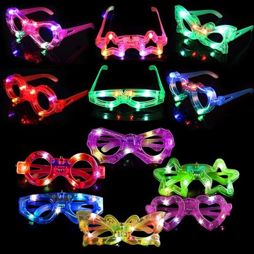 Gafas LED Fiesta, 12 Piezas Gafas con Luces LED Gafas Luminosas para Fiestas para Halloween, Navidad, Carnaval, Concierto