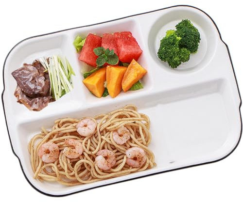 AIYoo Large White Dinner Plates Ceramic Divided Plate 12 Inch 4 Compartment Porcelain Portion Control Plate for Adults Bariatric Diet - Microwave, Oven, and Dishwasher Safe