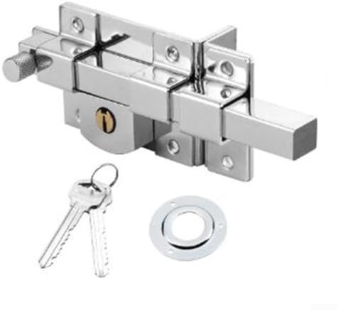 Niceminiwall Heavy Duty Door Lock Set with Double Cylinder Mechanical Latch Lock Security Gate Lock System for Exterior Doors Fence Garden Gate Silver(Right)