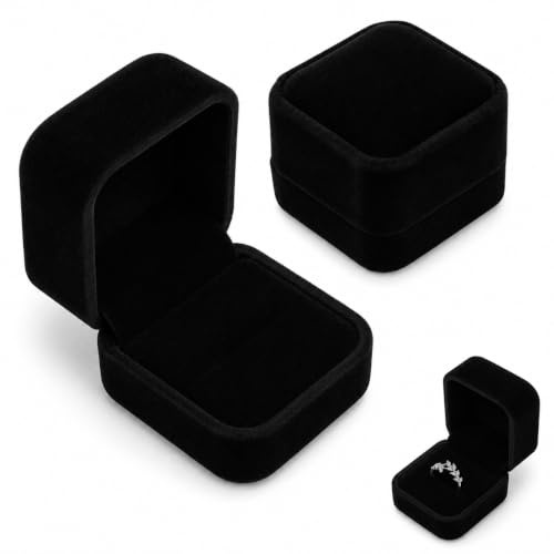 2PCS Velvet Ring Box for Engagement, Wedding and Jewellery Gifts, Elegant Ring Boxes for Jewellery with Soft Velvet Interior, Portable Earring Gift Box and Bracelet Boxes for Jewellery Gift